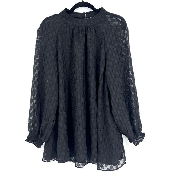 Daniel Rain DR2 Brielle Clip-Dot Blouse with Long Puff Sleeves size 3X - Picture 3 of 9